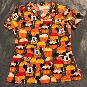 Mickey Mouse Cupcake Print Scrub Top